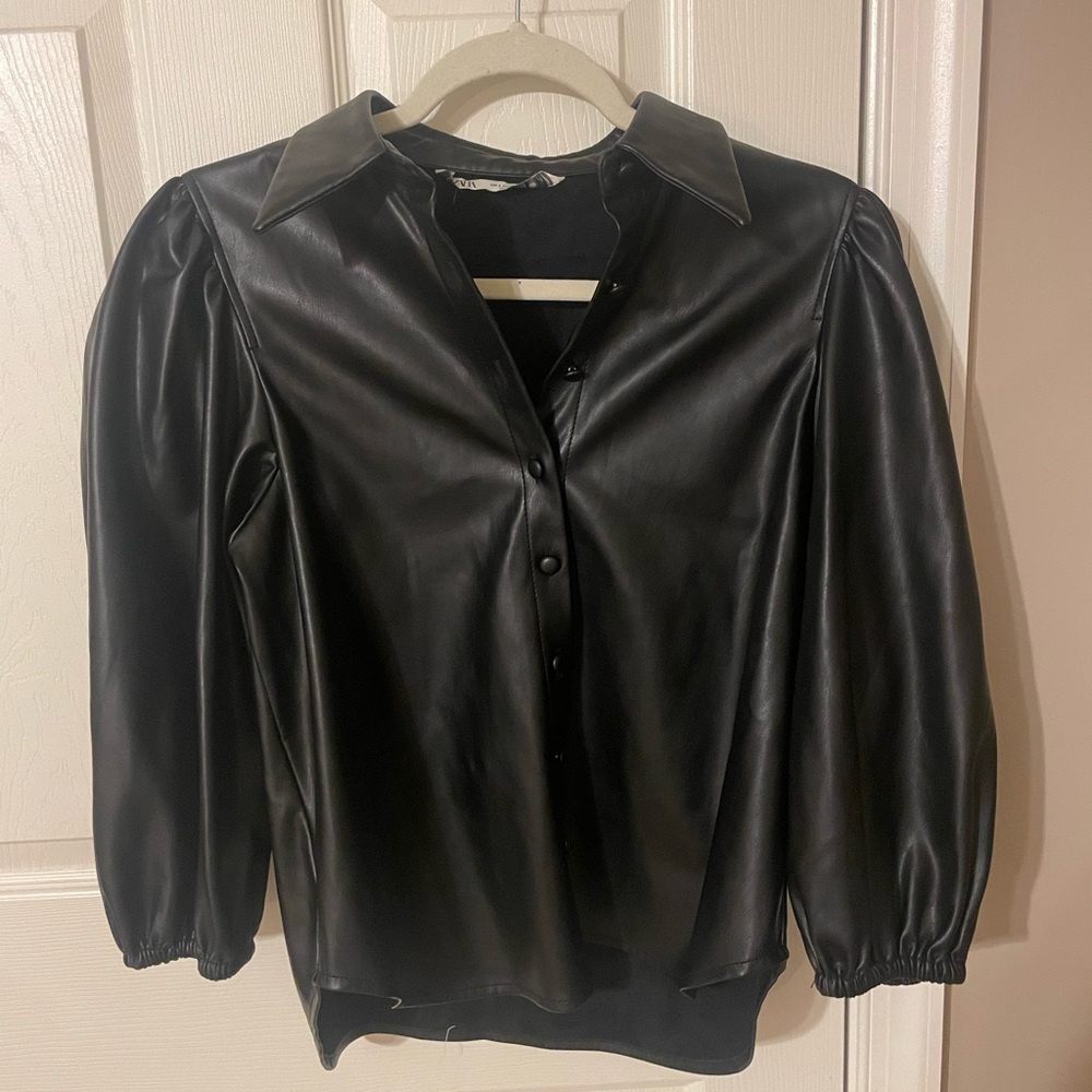 Zara faux leather top